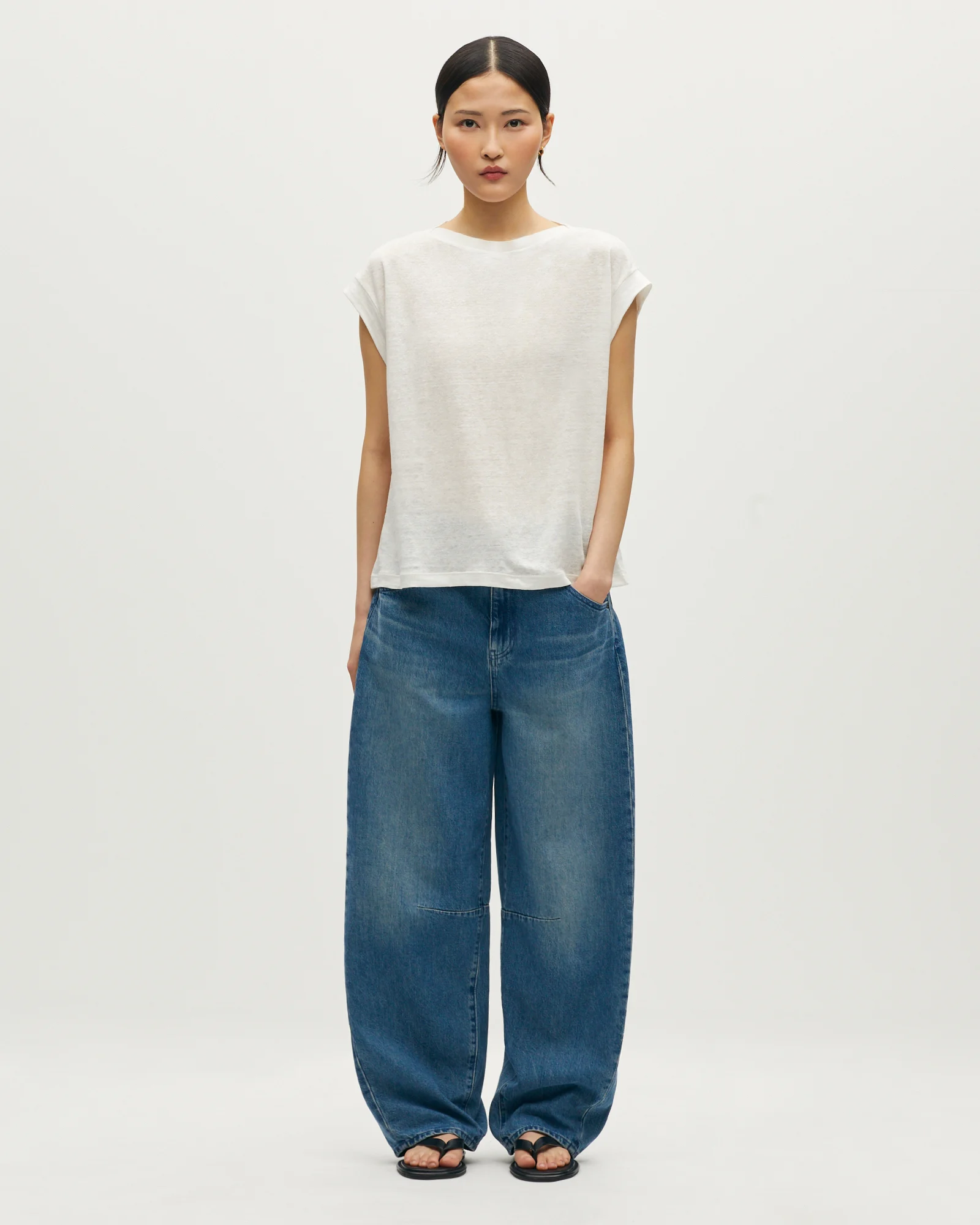 T-shirt boxy en lin KARO