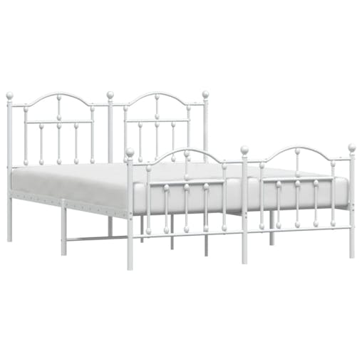 NNEVL Metal Bed Frame with Headboard and Footboard White 153x203 cm Queen