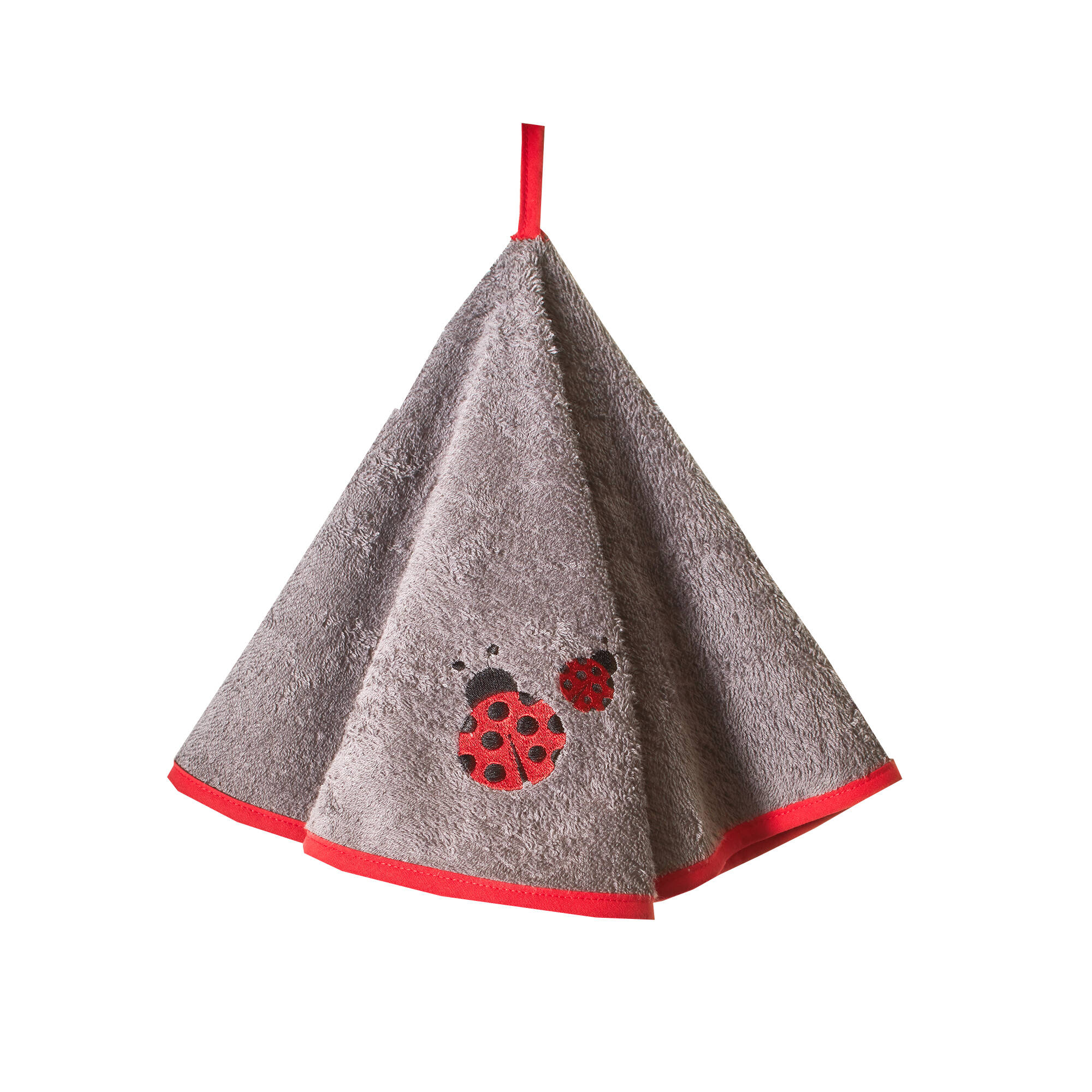 Torchons ronds éponge brodée coccinelle - lot de 2