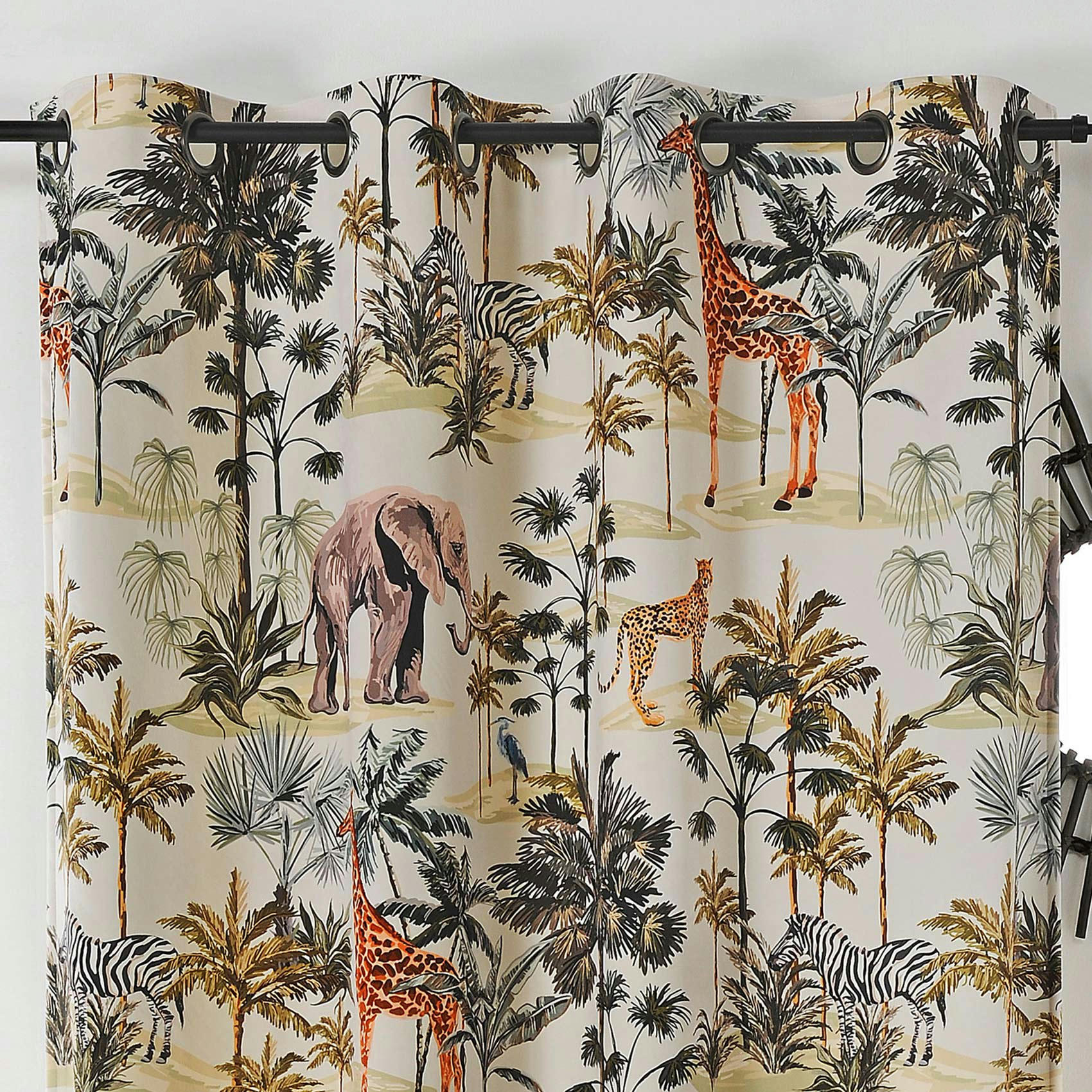 - Rideau esprit savane polyester vert 240 x 145