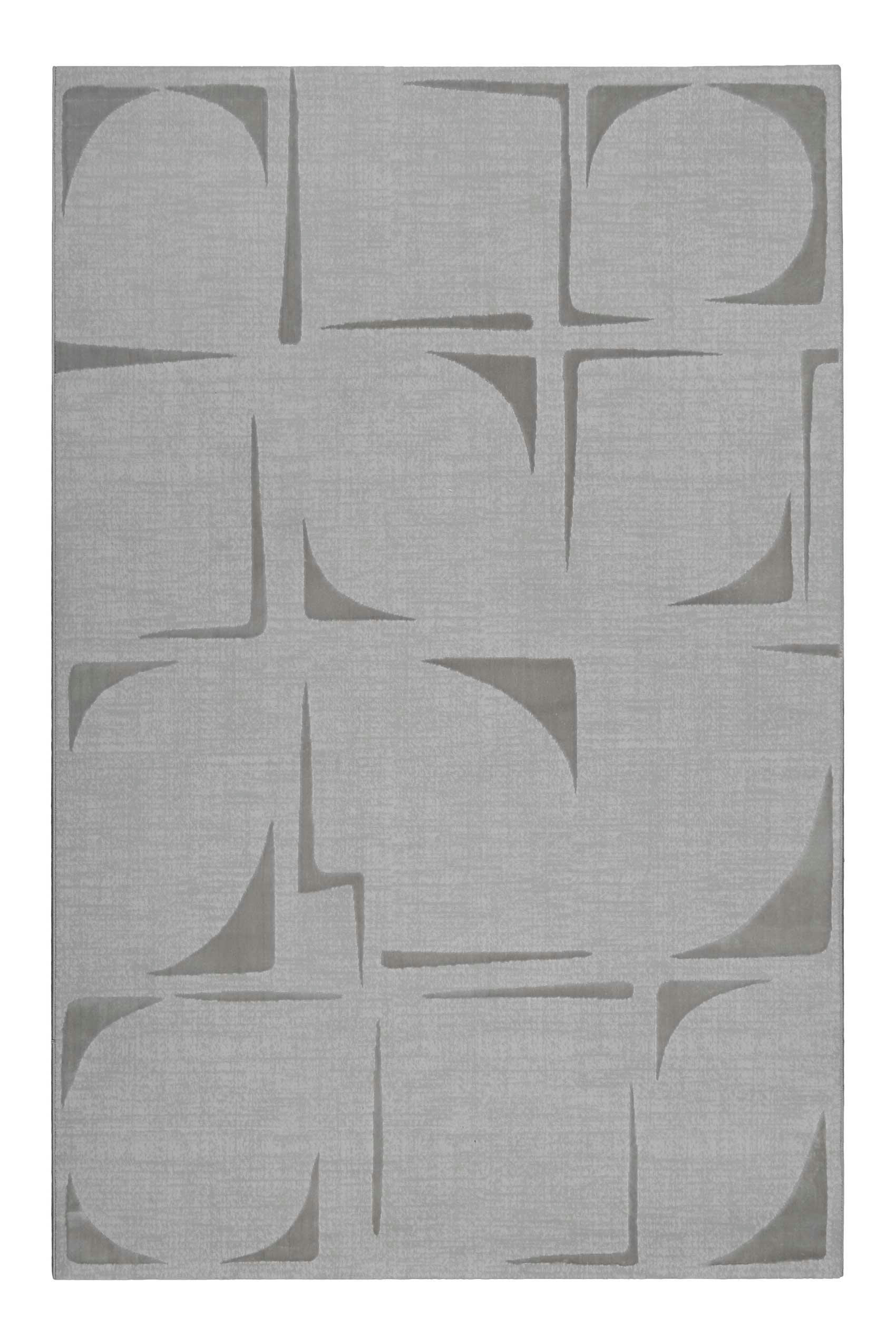 NELLE - Tapis ras gris chiné avec motif gris 200x290