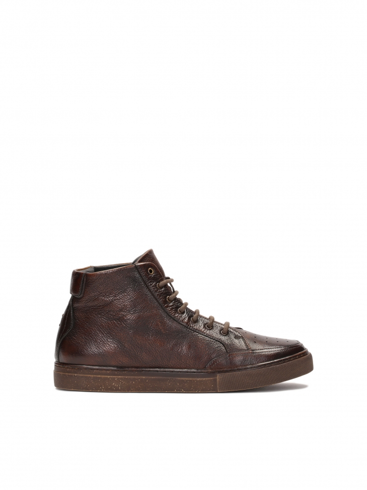 Brown lace-up ankle sneakers