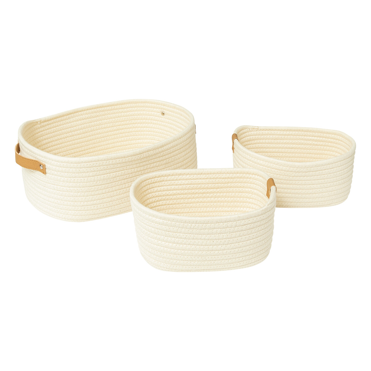 Conjunto de 3 cestos de arrumação bege DUO