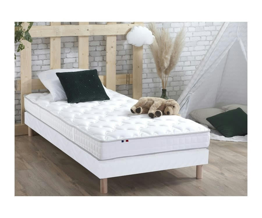 ENSEMBLE CIRRUS - Ensemble matelas mousse sommier blanc 90x190