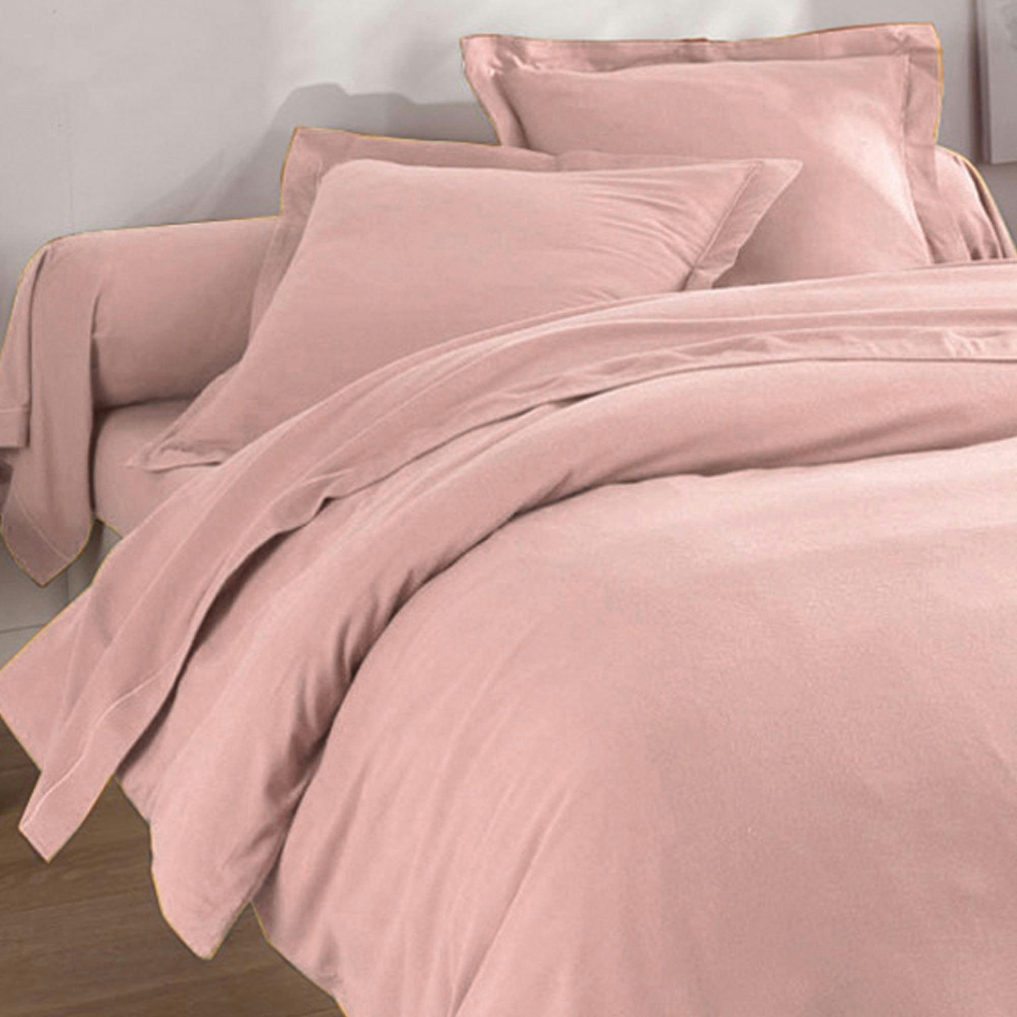 FLANELLE UNIE - Housse de couette 260x240 rose poudré en coton
