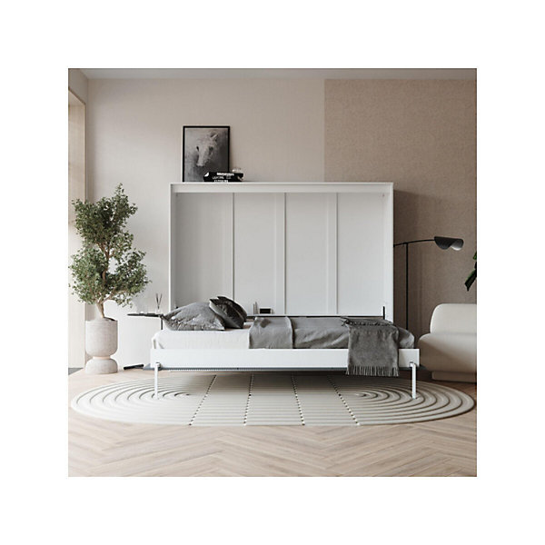 Armoire 160x200cm Horizontal Lit escamotable LUXUS Lit Mural Blanc-Anthracite