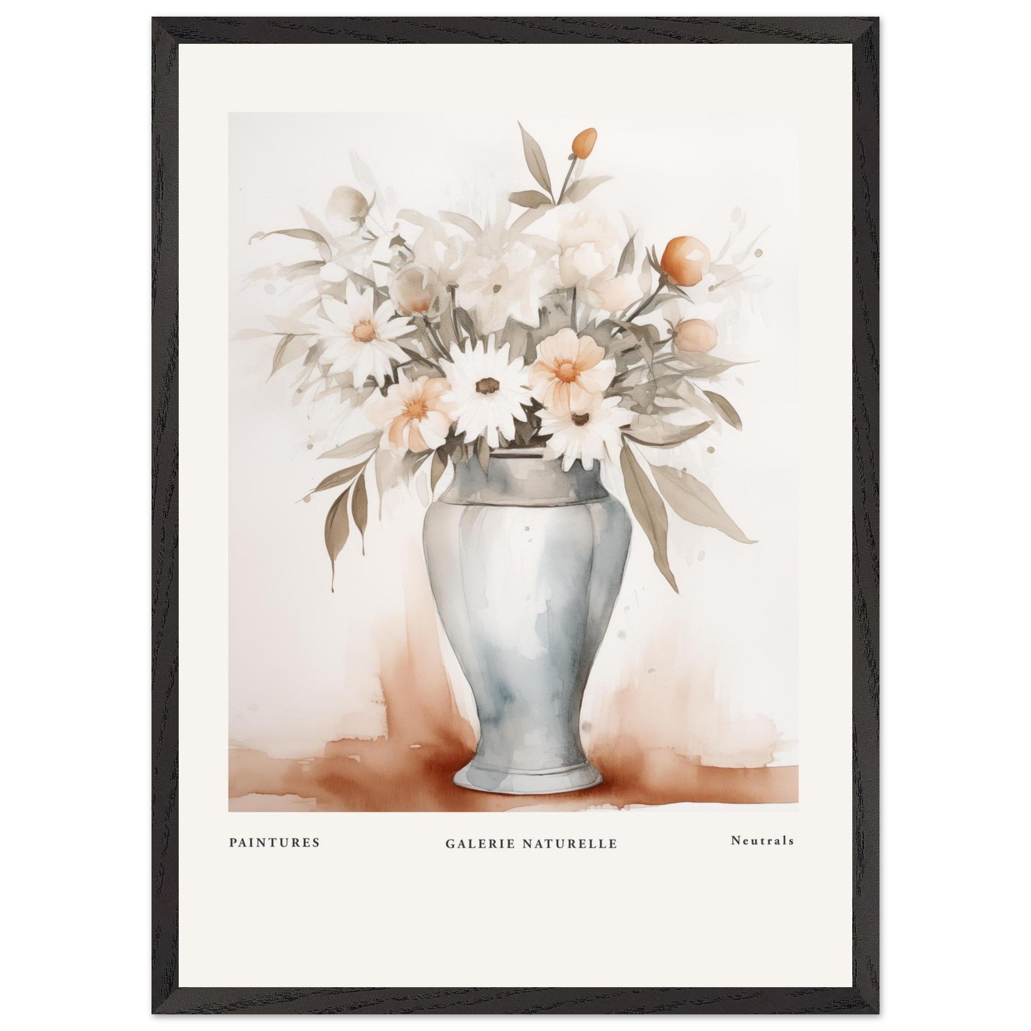 Artfulprints Poster met Lijst Bloemen in vaas 1  - 50x70 cm - Taupe