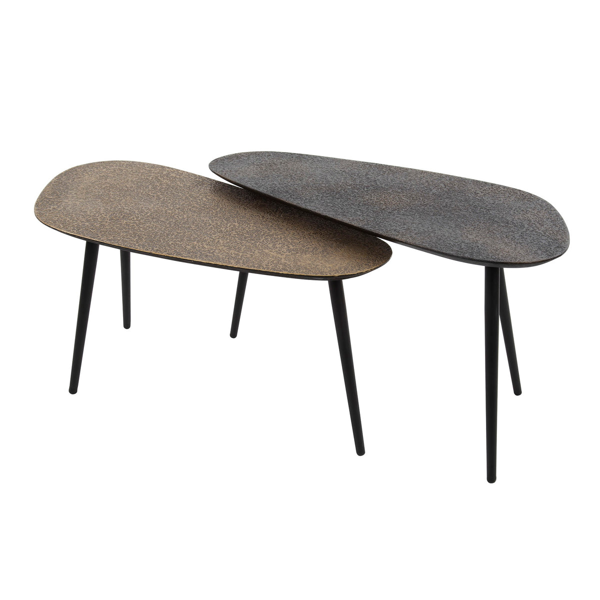 Giga Meubel Salontafel Metallic - Grijs Metaal - Set van 2 - 84x42x39cm