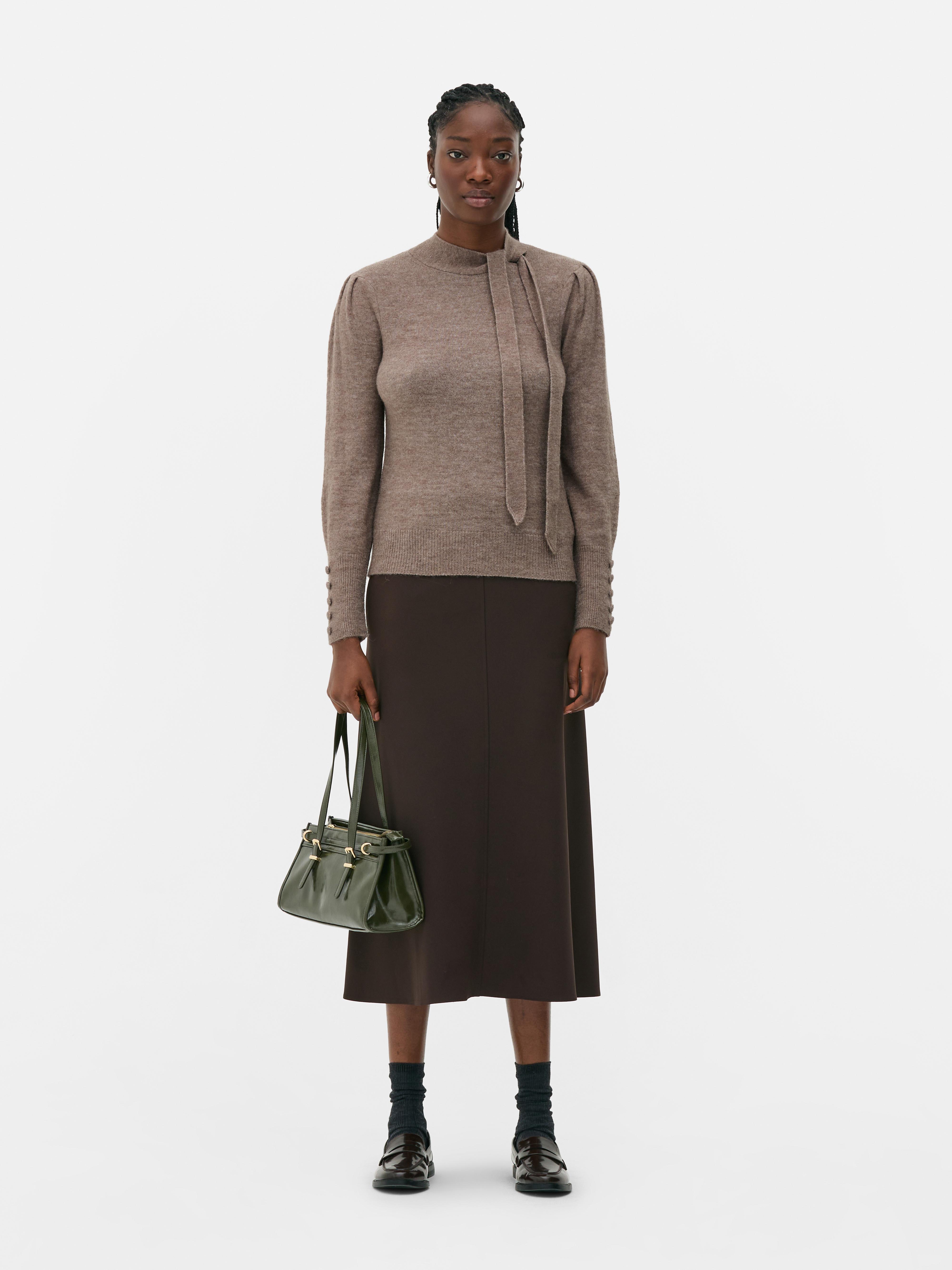 Bow Collar Knit Sweater