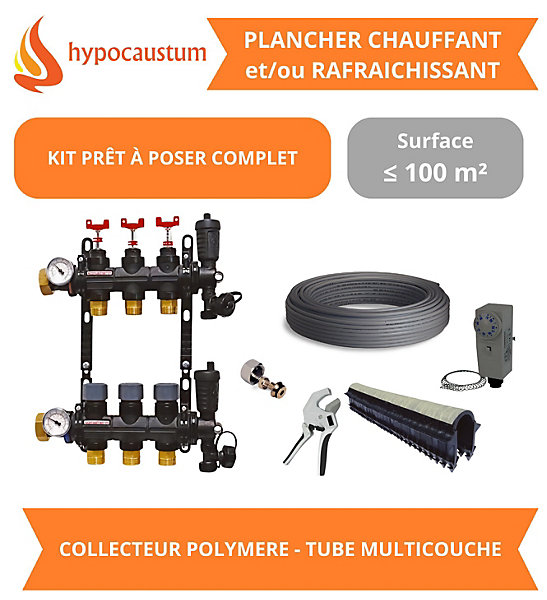 Kit plancher chauffant hydraulique 100 m² - Tube Multicouche - Collecteur Polymère