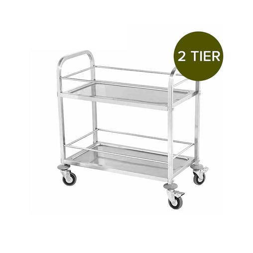 SOGA 2X 2 Tier Stainless Steel Drink Wine Food Utility Cart Large 95x50x95cm