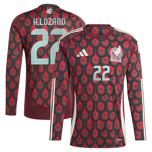 Hirving Lozano Mexico National Team adidas 2024 Home Replica Player Long Sleeve Jersey - Burgundy