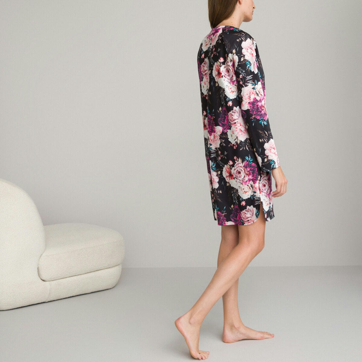 Chemise de nuit en satin imprimé