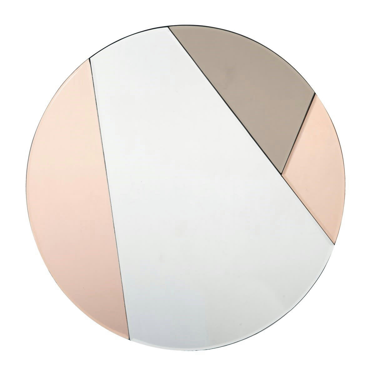 FUMÉ - Miroir rond rose et verre fumé D50