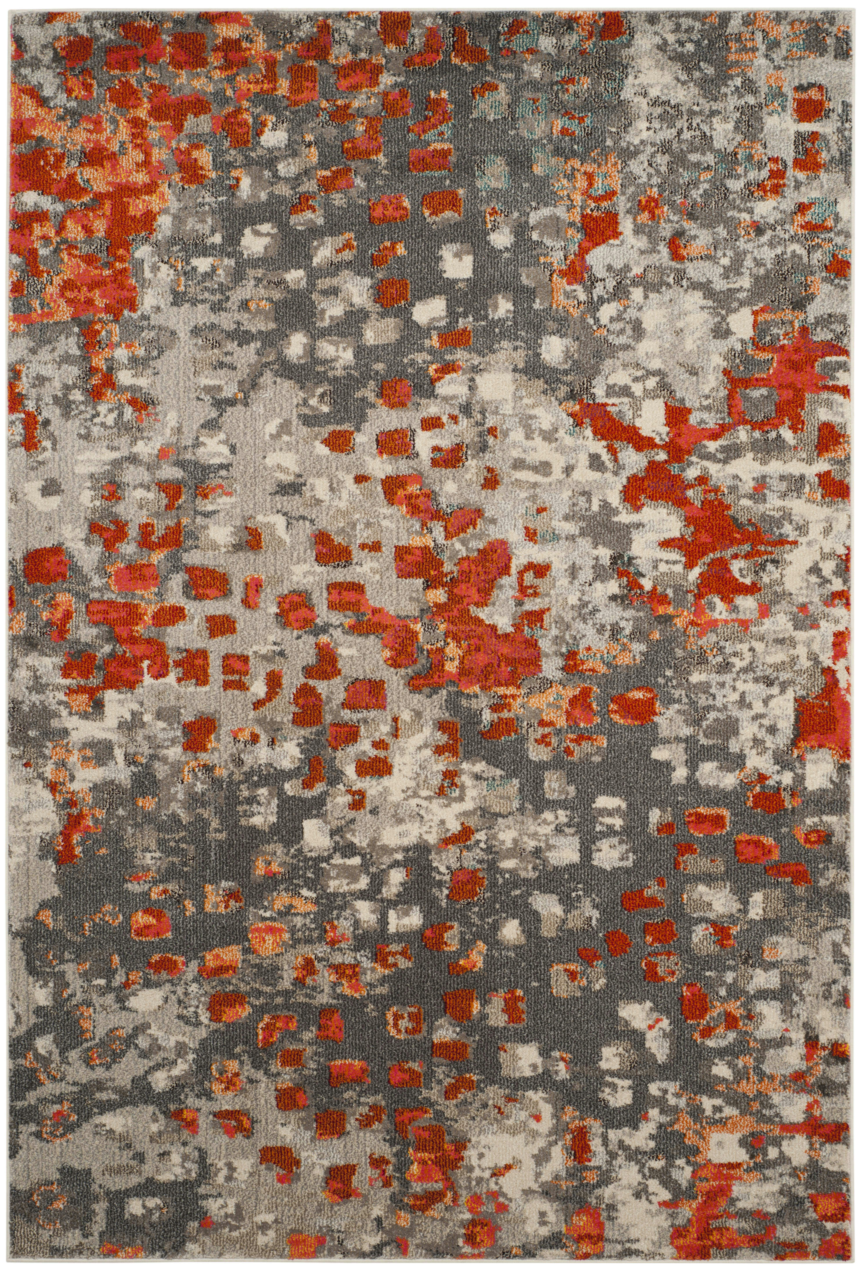 MONACO - Tapis de salon interieur en gris & orange, 201 x 279 cm