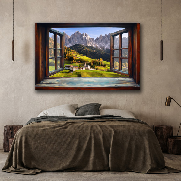 Feeby Obraz na płótnie, Widok z Okna Góry Pejzaż Natura 60x40
