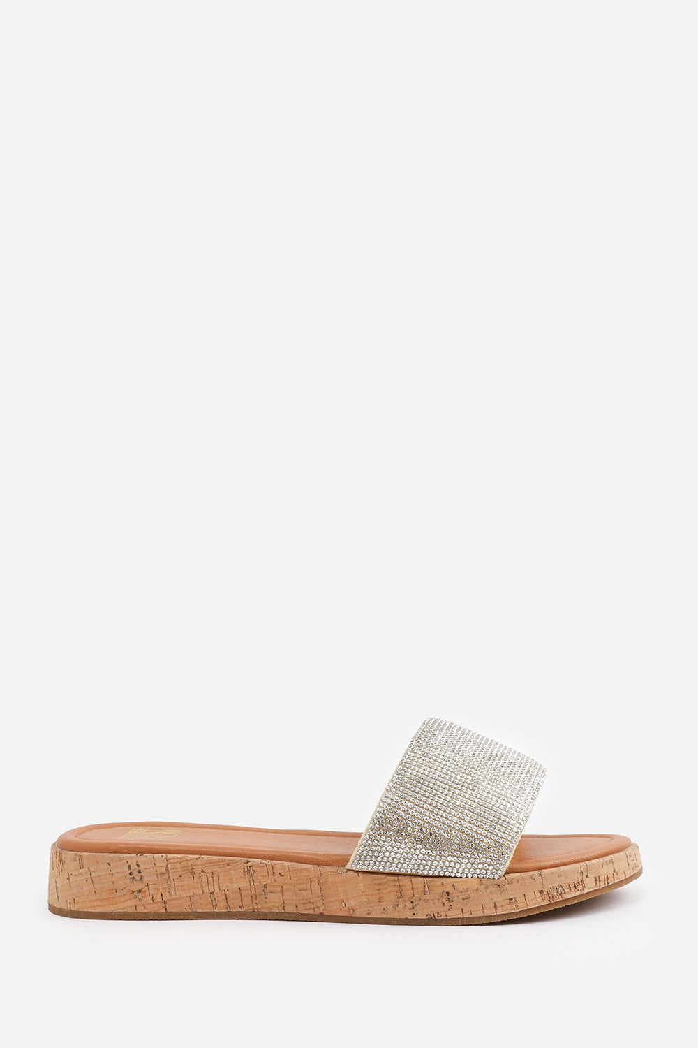 Where's That From Shia' Flatform Sliders With Diamante Detail