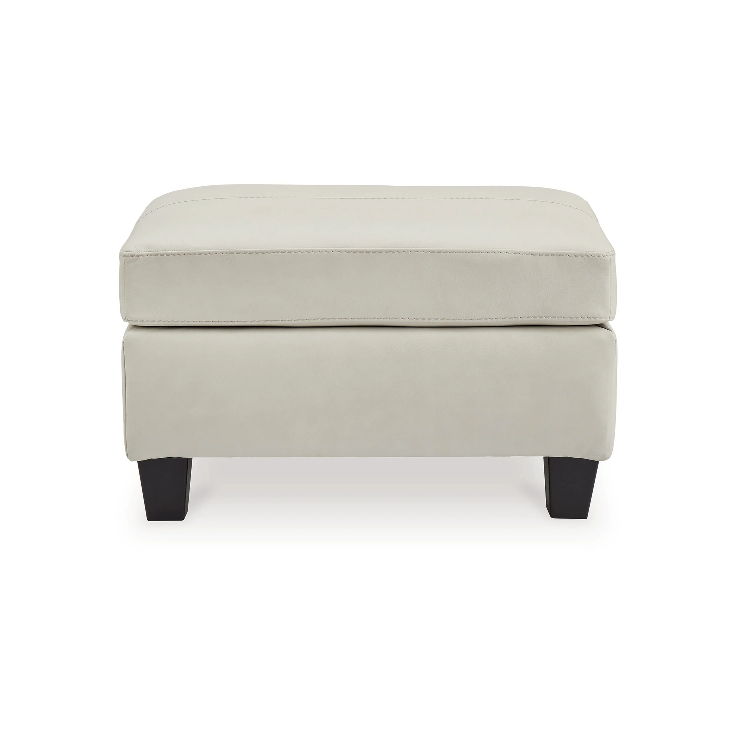 Geno Ottoman, Modern Coconut Beige Leather and Faux Leather, 33 Inch