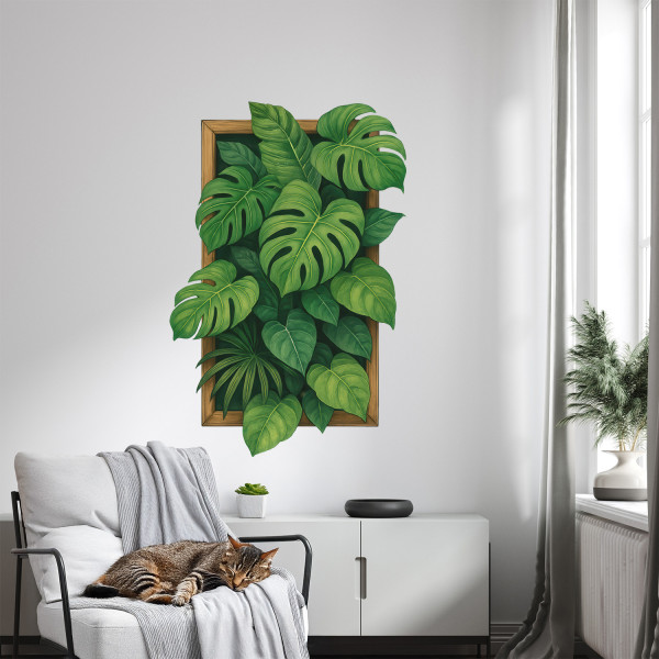 Naklejki dziury tropikalna oaza 3D efekt na ścianę 54x80