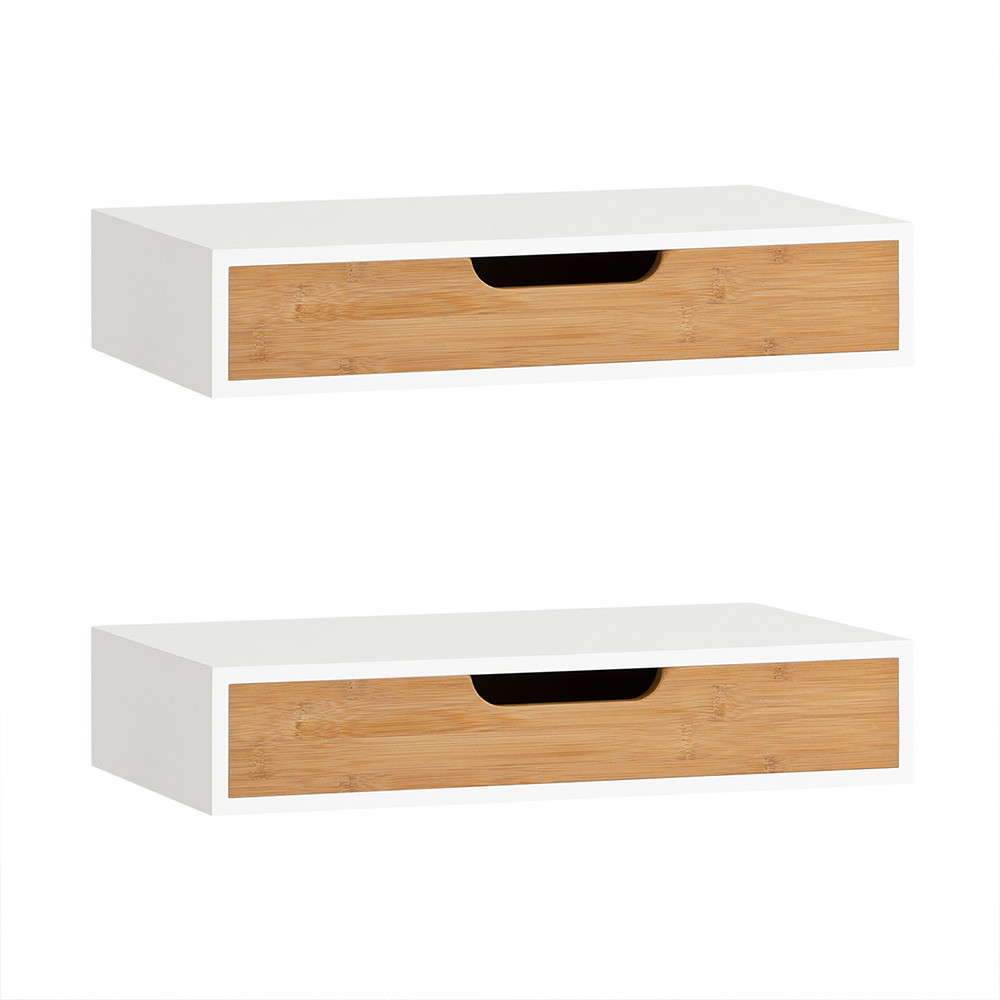SoBuy Wandregal z szufladą Biały 40x25x8cm FRG92-WNX2