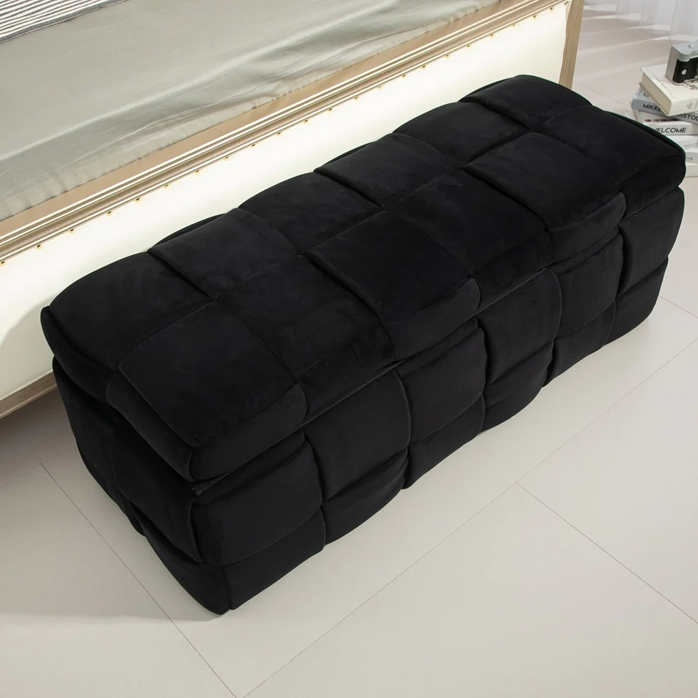 Storage Ottoman,Bedroom End Bench,Upholstered Fabric Storage Ottoman with Safety Hinge, Entryway Padded Footstool