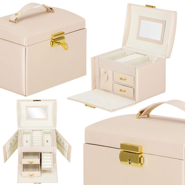 Szkatułka na biżuterię ekoskóra 17,5x12x13,5 cm organizer
