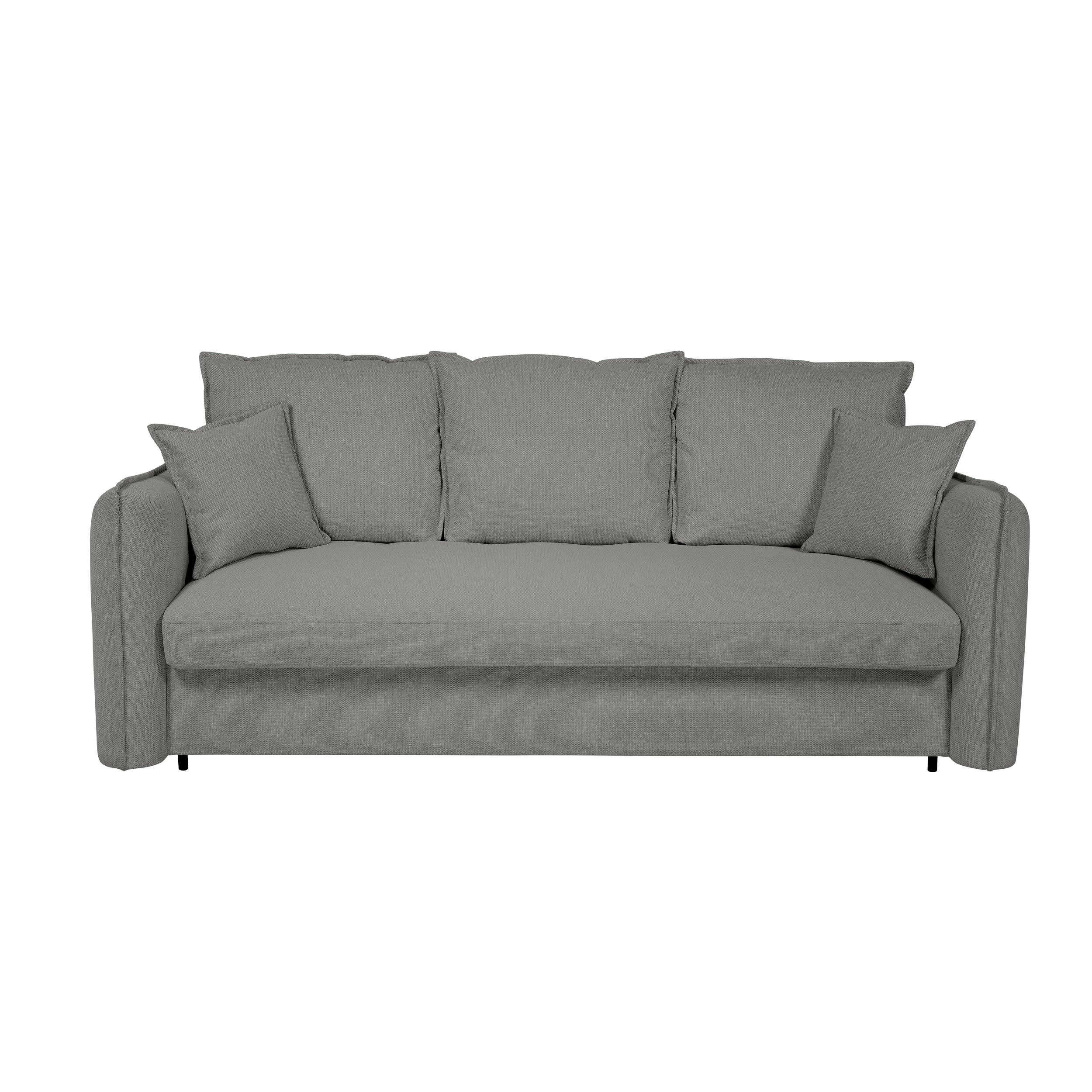 GRENACHE - Canapé droit convertible 3 places en tissu gris