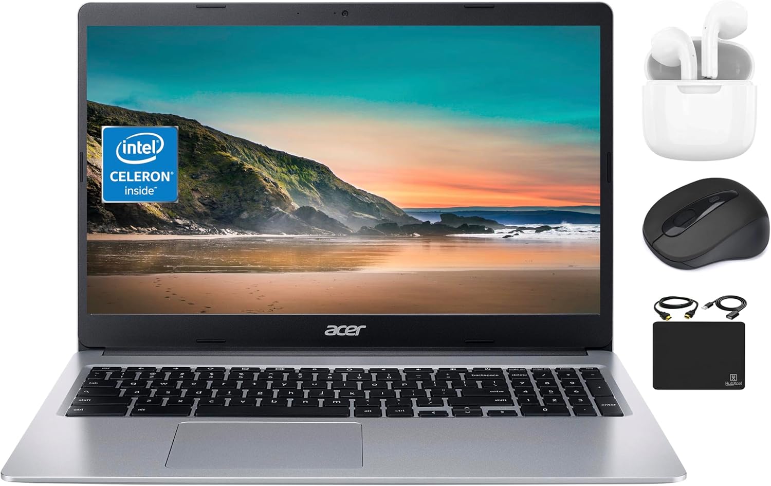 Acer Chromebook 2023 Flagship Laptop Computer Thin Light  15.6” HD Display  Dual Core Intel Celeron N4020 (Upto 2.80 GHz)  4GB RAM  64GB eMMC  Webcam  WiFi  Long Battery  Chrome OS+HubxcelAccessory