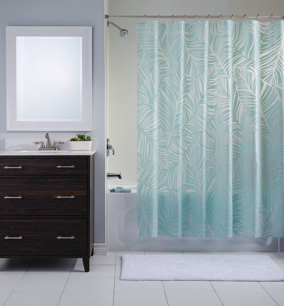 For Living Green Leaves PEVA Shower Curtain