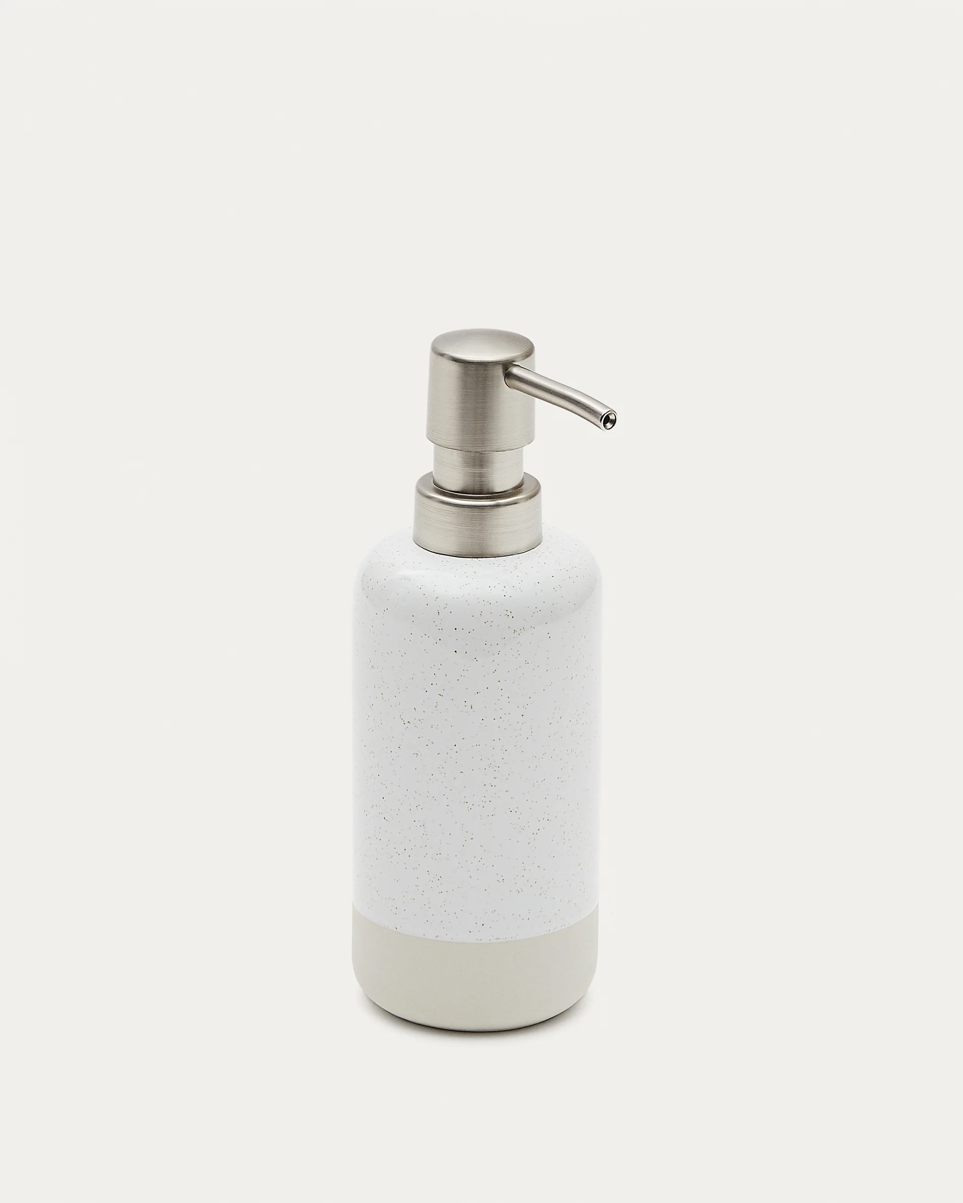 Selis Beige and White Stoneware Soap Dispenser
