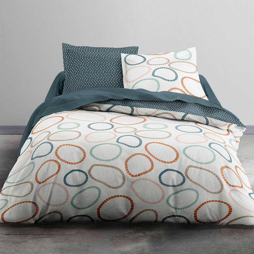 GISELA - Parure housse de couette coton blanc 240x260 cm