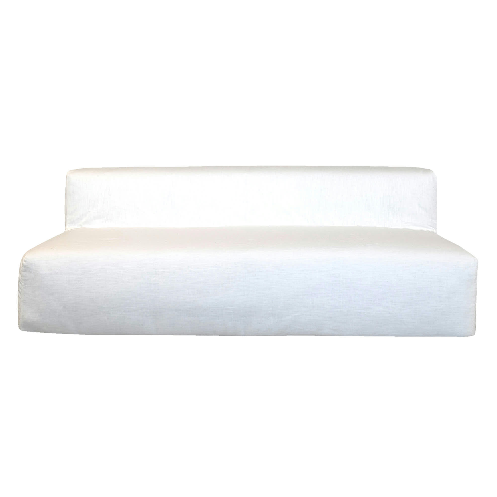 - Housse Coton lavé blanc pour canapé-Taille 3 Places banquette
