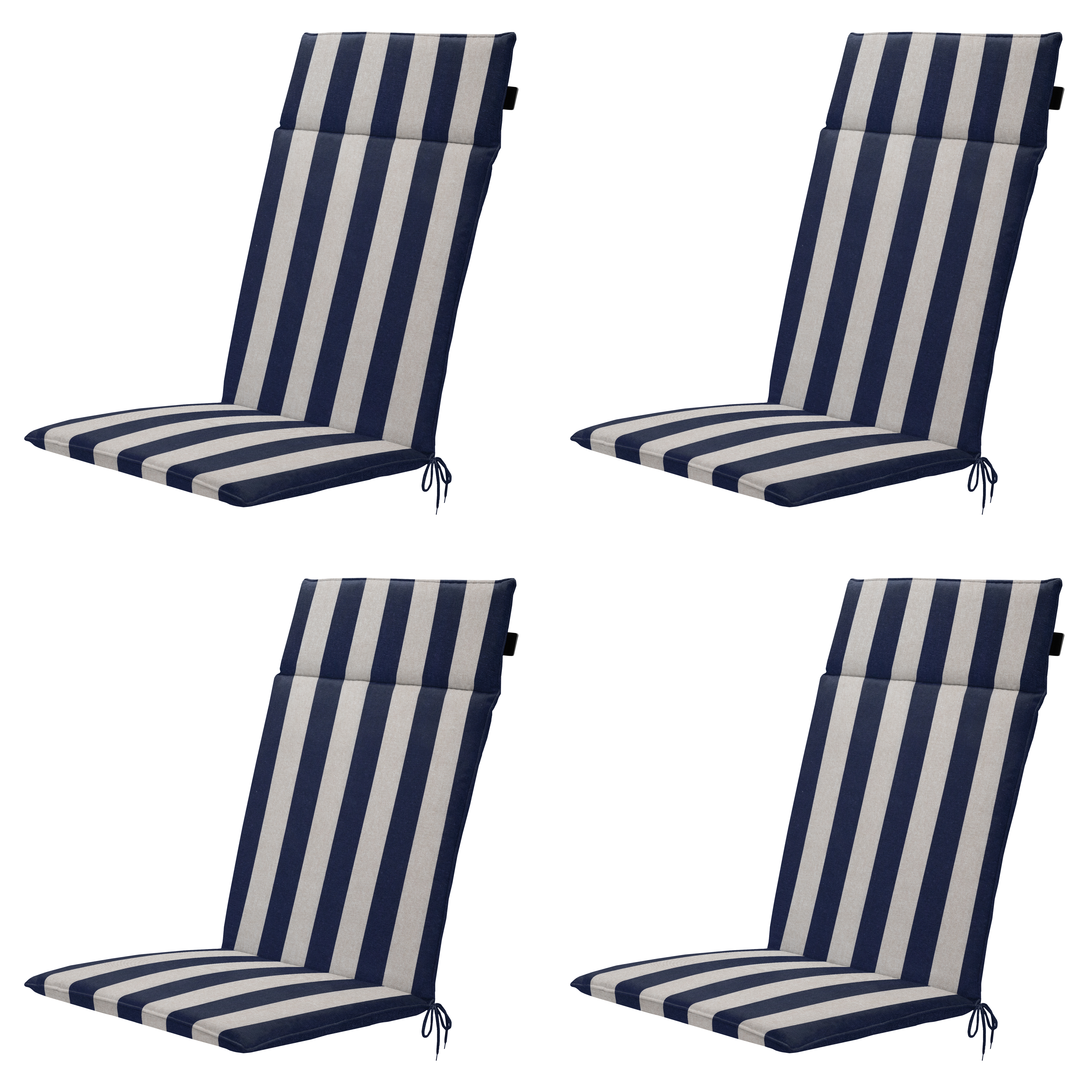 Madison tuintstoelkussen hoge rug Amora - blauw - 120x50x4cm - set van 4