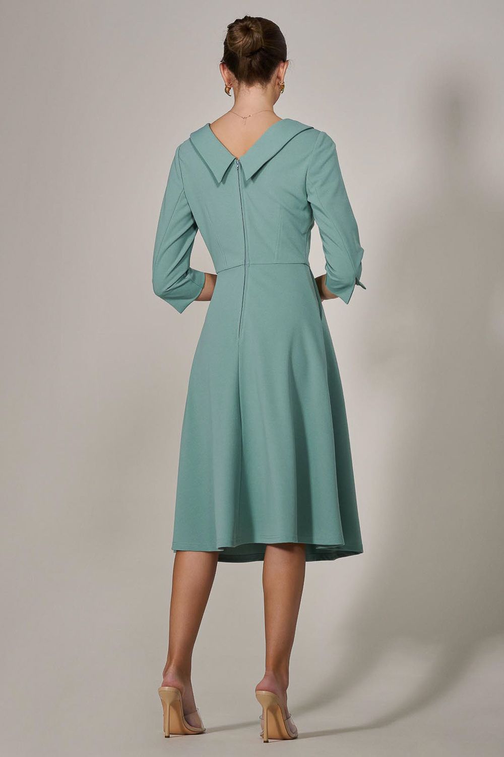 Jolie Moi Roll Collar Long Sleeve Midi Dress