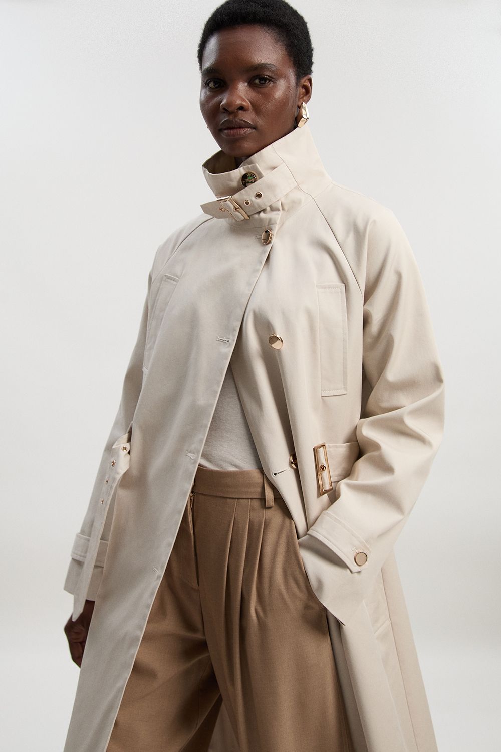 KarenMillen Funnel Neck Trench Coat