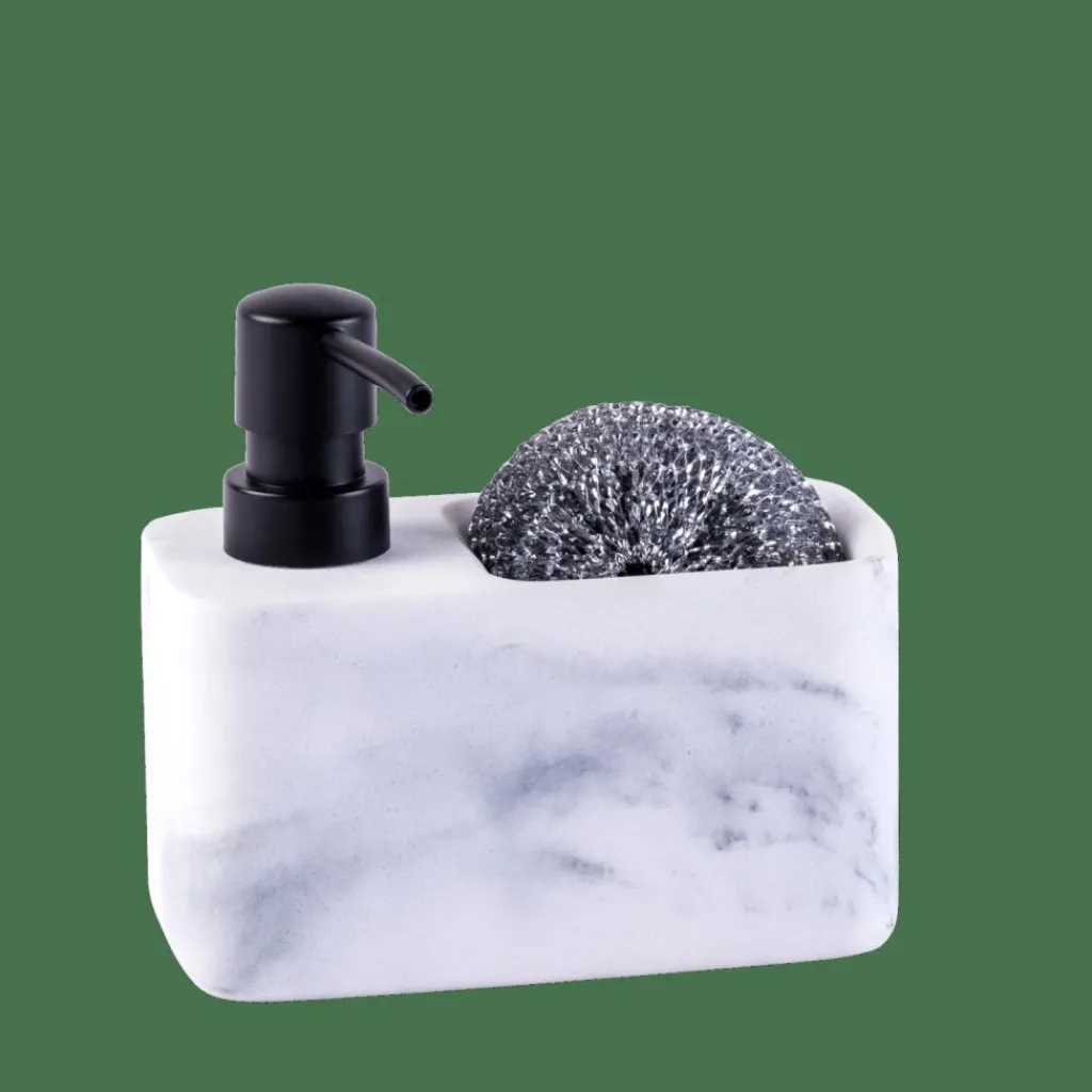 Faire La Vaisselle^CASA SHADOW Distributeur Savon Avec éponge Noir, Blanc