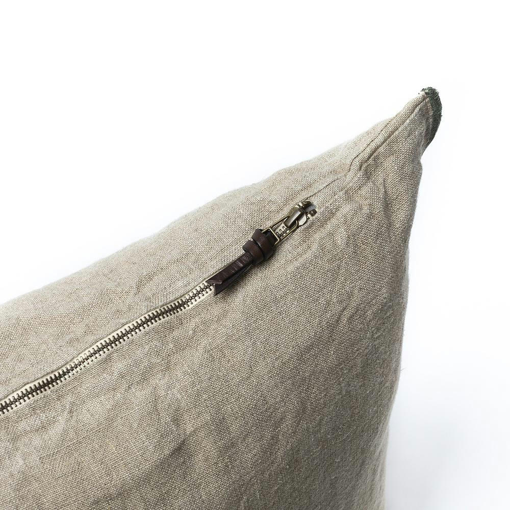 ORIENT EXPRESS - ORIENT EXPRESS Coussin en lin pur lavé Begur Beige Vert 40x60