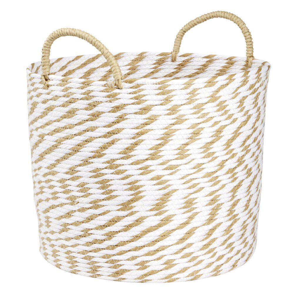 Panière ronde roseau et papier naturel blanc Ø35xH35cm