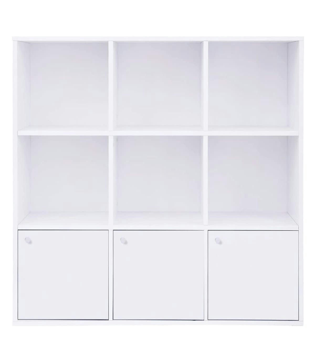 - Bibliothèque 9 cases 3 portes - L98 x H98 cm