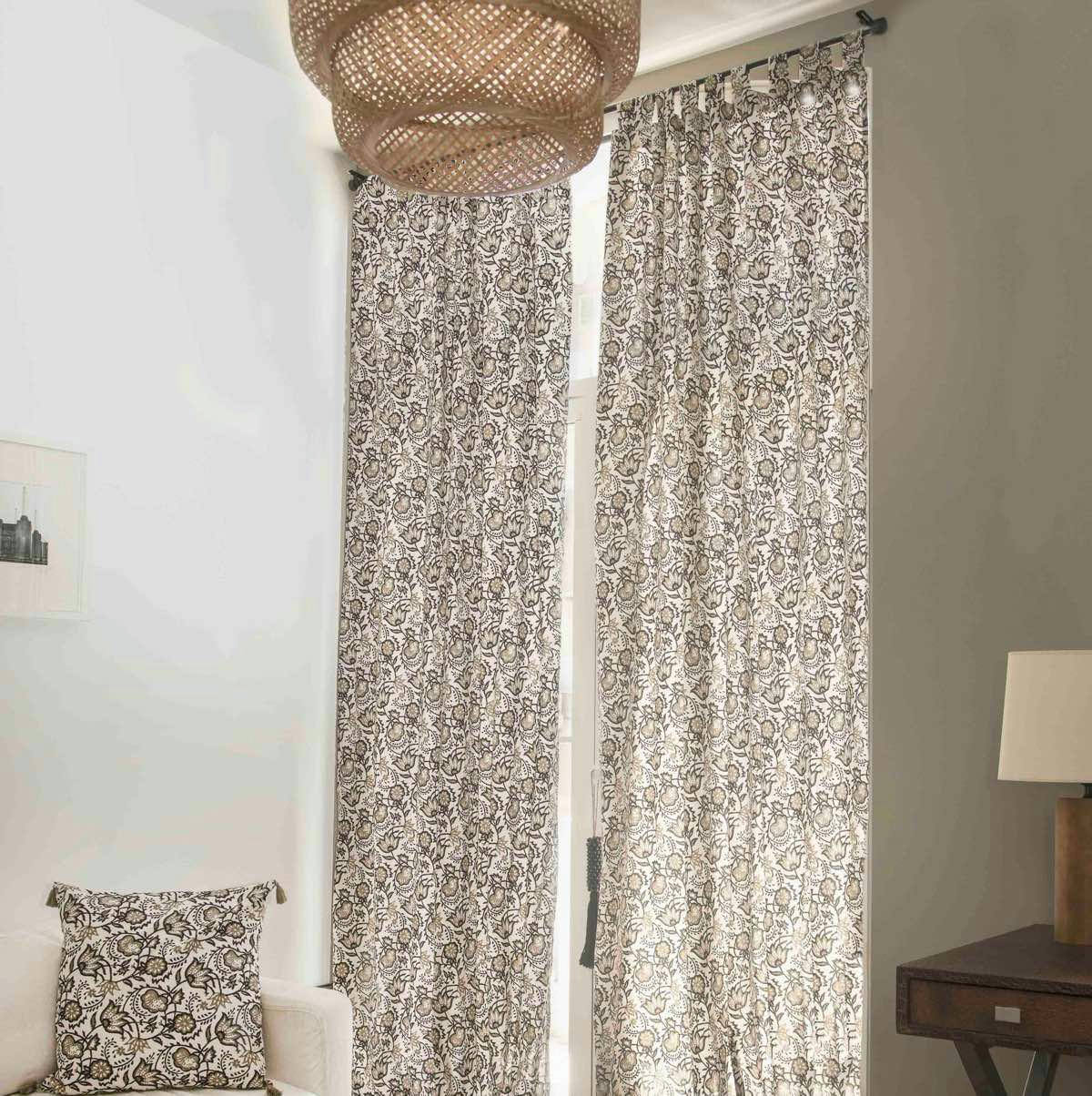 CARMA - Rideau à pattes coton  150x300 taupe