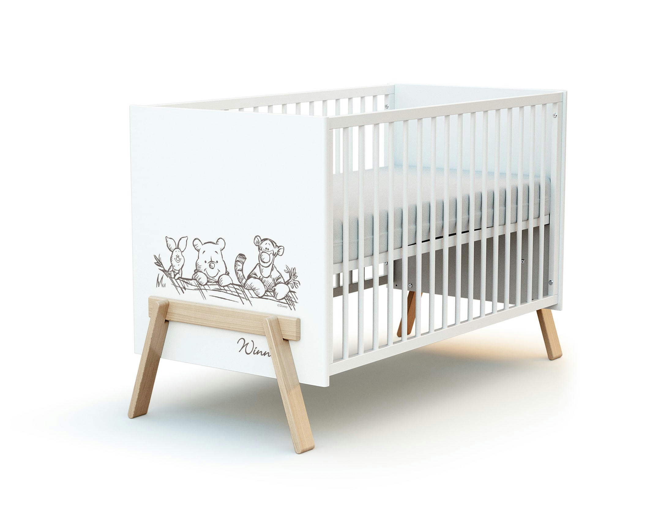 CANAILLE - Lit bébé blanc et hêtre