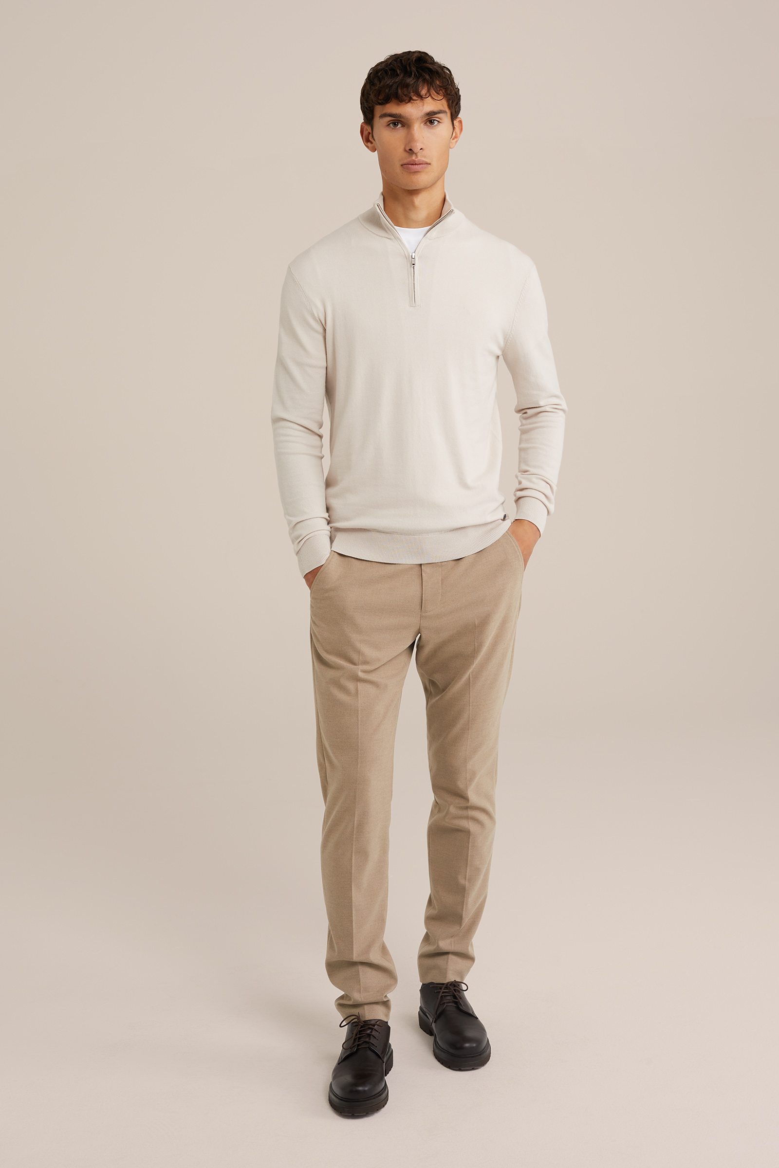 Heren Slim fit trui met quarter-zip