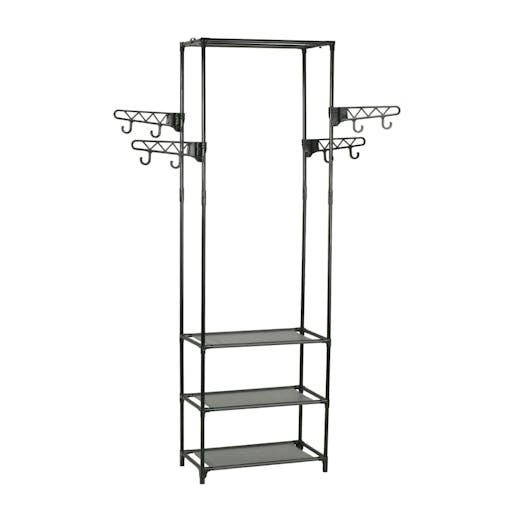 NNEVL Clothes Rack Steel and Non-woven Fabric 55x28.5x175 cm Black