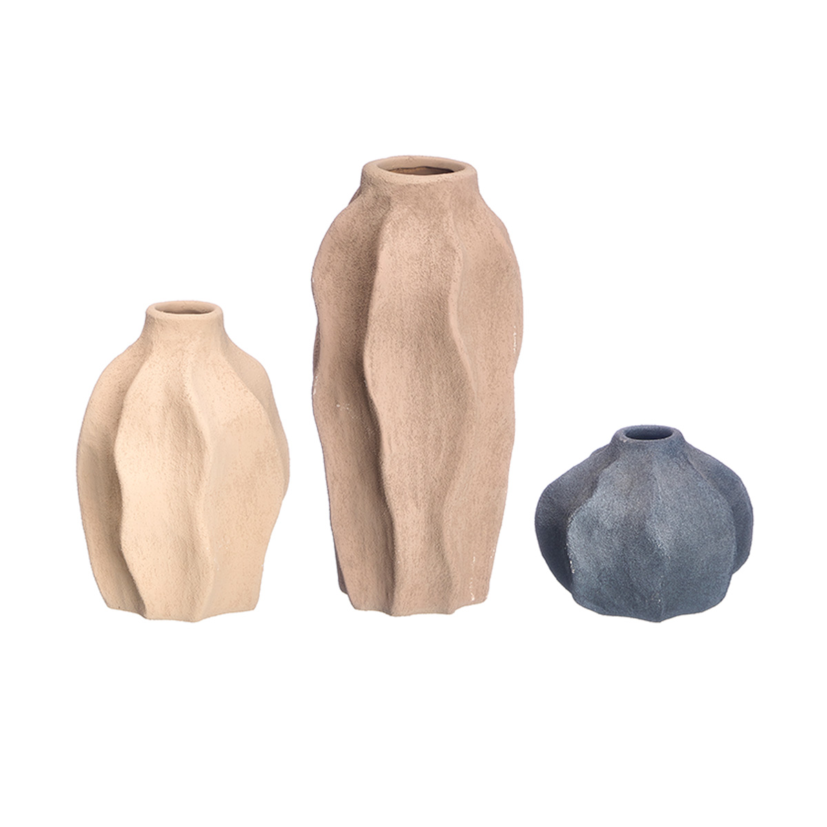 Conjunto de 3 jarras onduladas em cerâmica