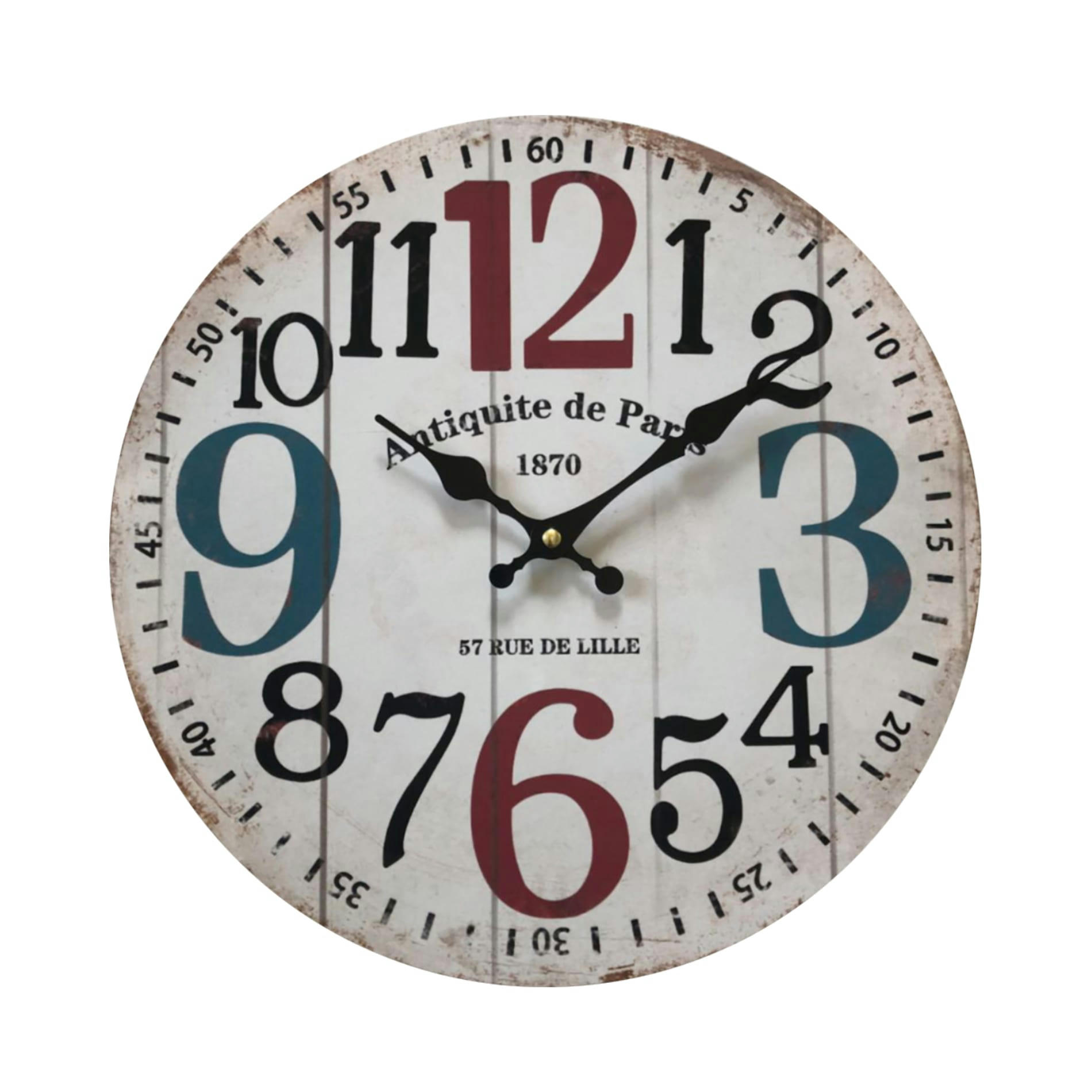 - Horloge murale ronde effet bois blanc rouge et bleu ø 33,8 cm