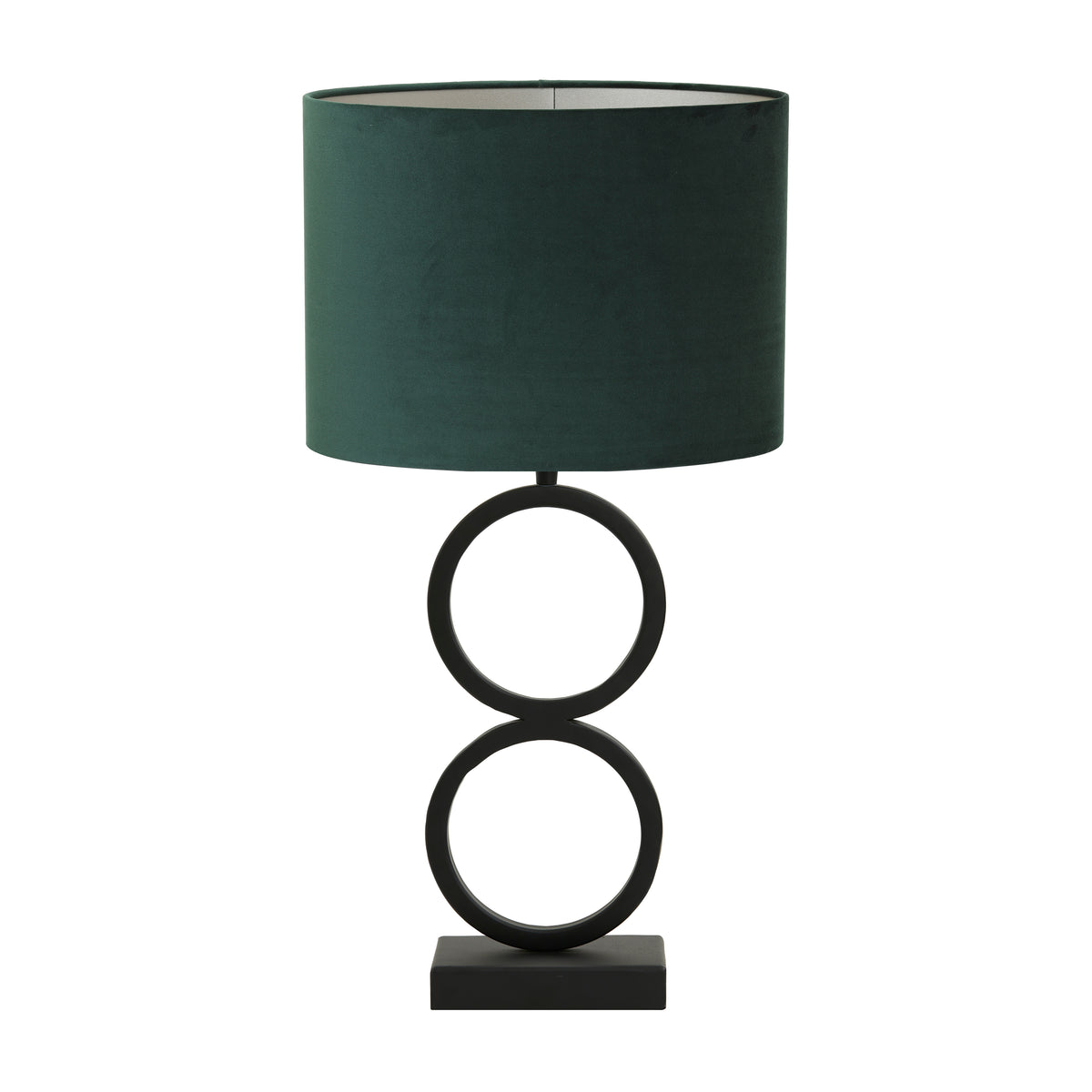Light & Living tafellamp Stelios/Velours ovaal - zwart, groen - 30x15x62cm