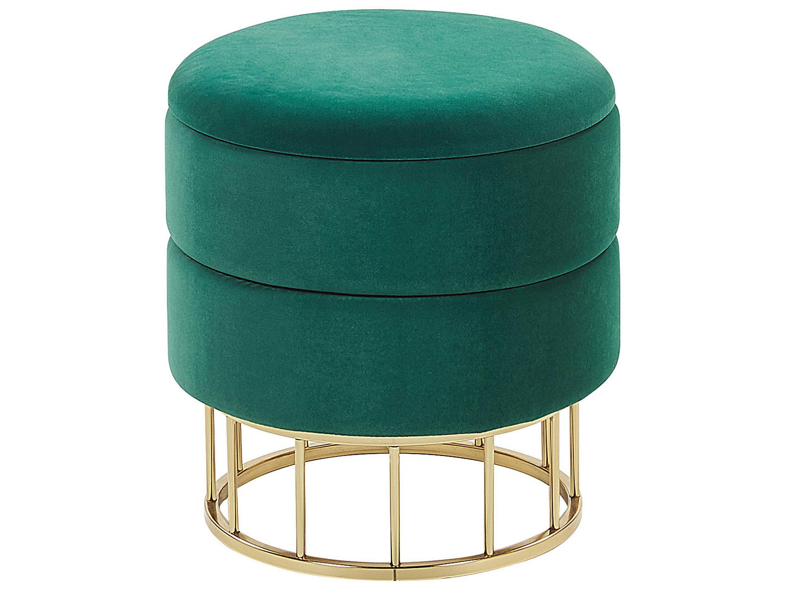 ELGIN - Pouf en velours vert foncé avec rangement