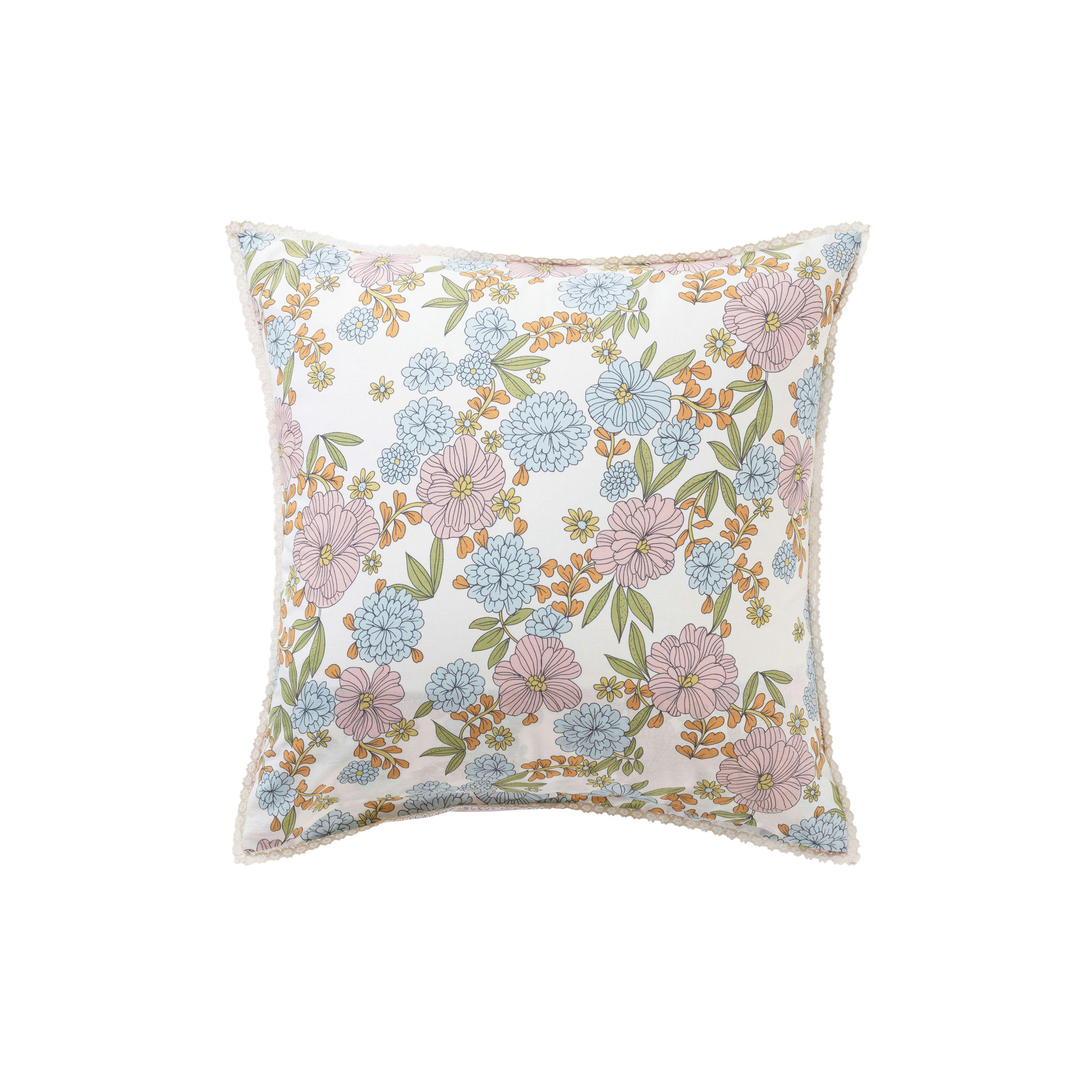 MELI MELO - Taie d'oreiller carrée pur coton imprimé beige 64 x 64 cm