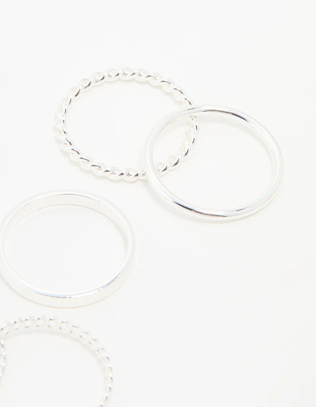 Silver Thin Twisted Stacking Rings 6-Pack