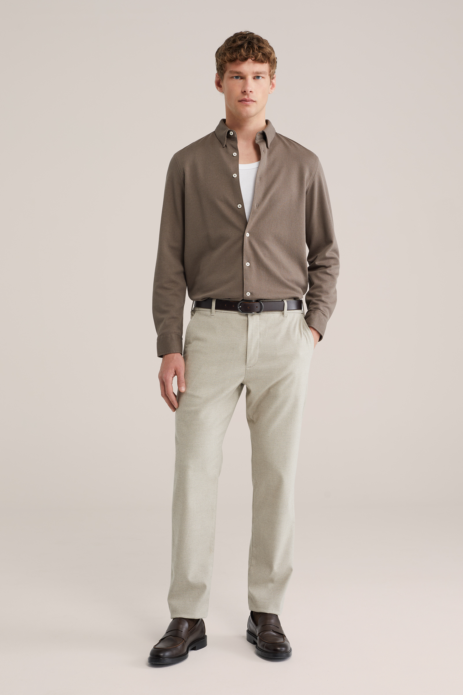 Heren regular fit broek met elastische tailleband